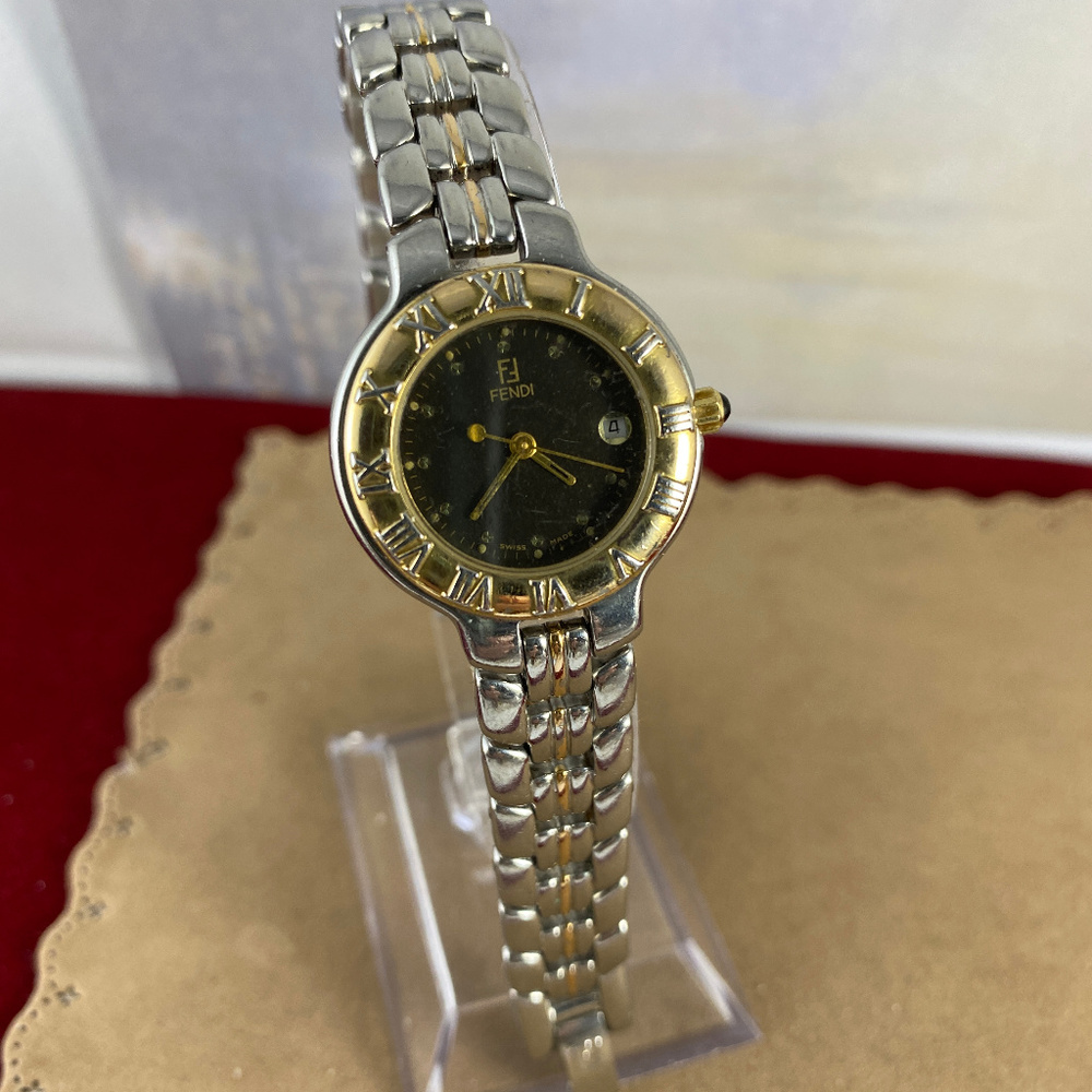 Vintage Fendi Stainless Steel Watch Roman Numerals
